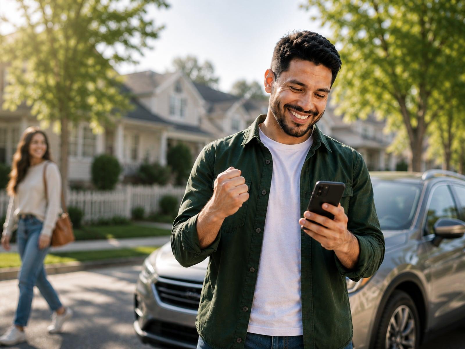 A Luup Champ checking referral progress in a Metro Vancouver neighbourhood